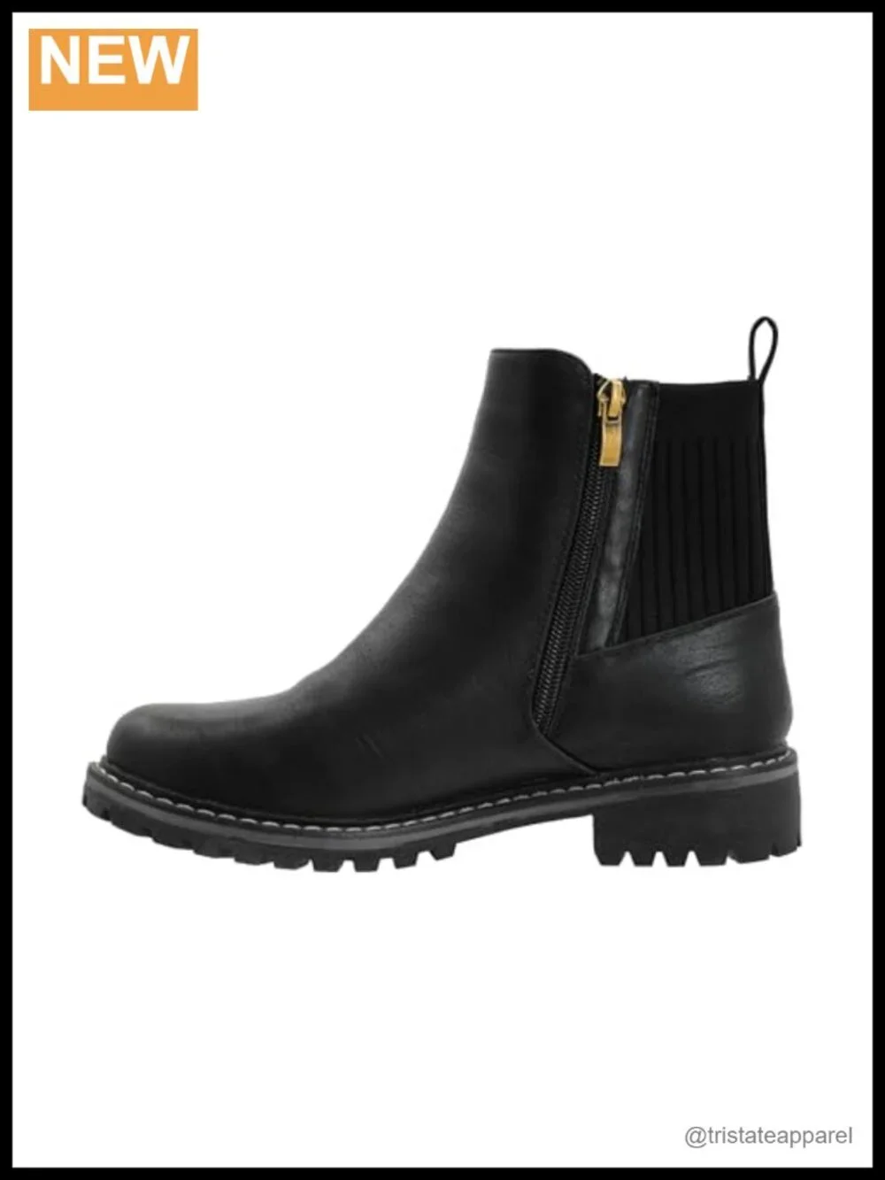 Women's Chelsea Ankle Boots with Lug Sole and Double Side Zippers
